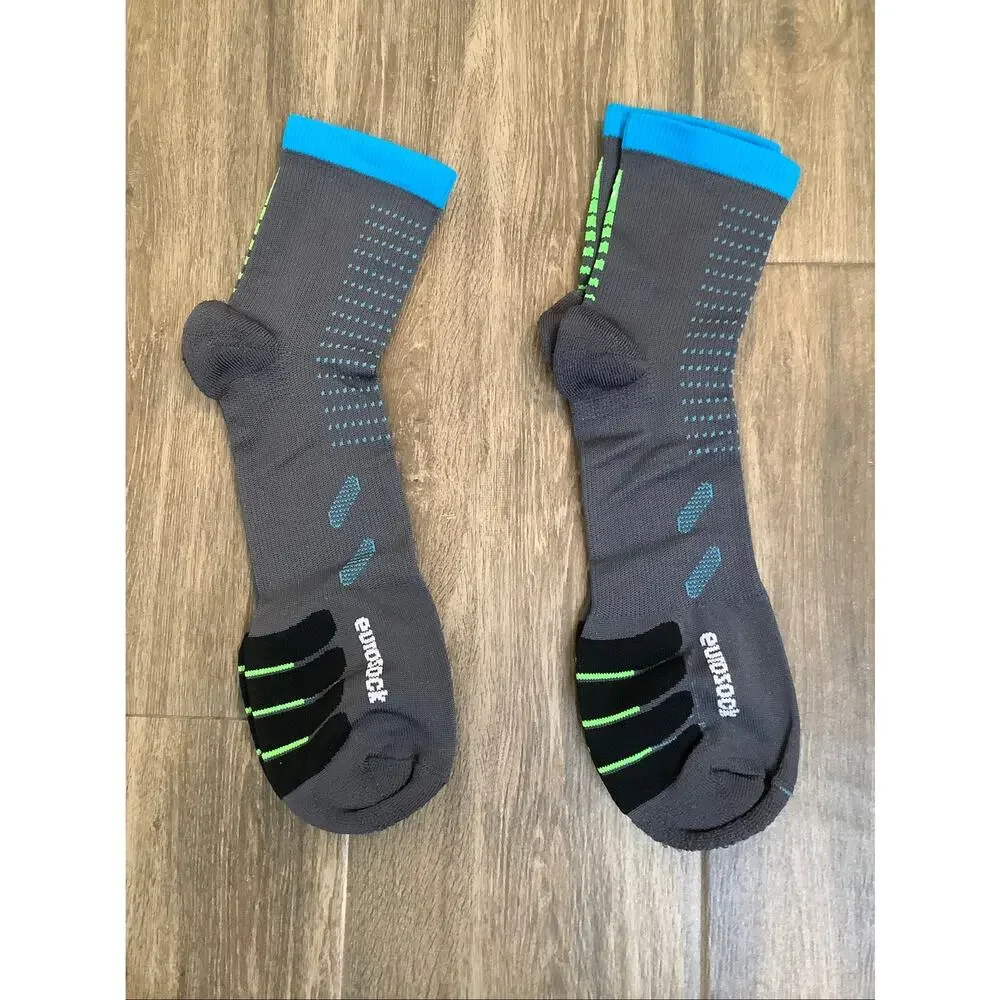 Eurosock Gray 2 Pack Bike Crew Compression Socks Performance Athleisure A21-3